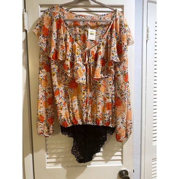 Free People Say It To Me Bodysuit in Ivory Combo - Picture 11 of 11